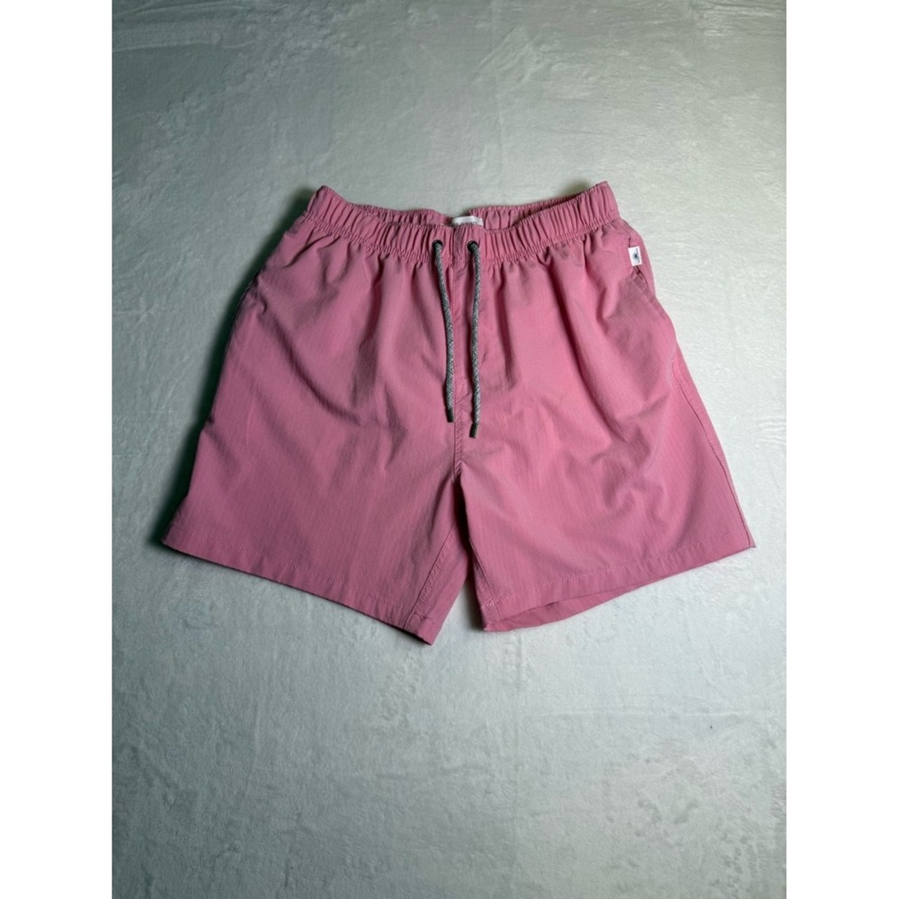 Vintage Summer Men's Pink  Volley Swim Trunk with seersucker print Large